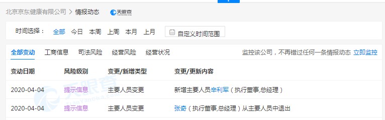 京东健康运营主体发生工商变更 张奇退出法定代表人_零售_电商之家