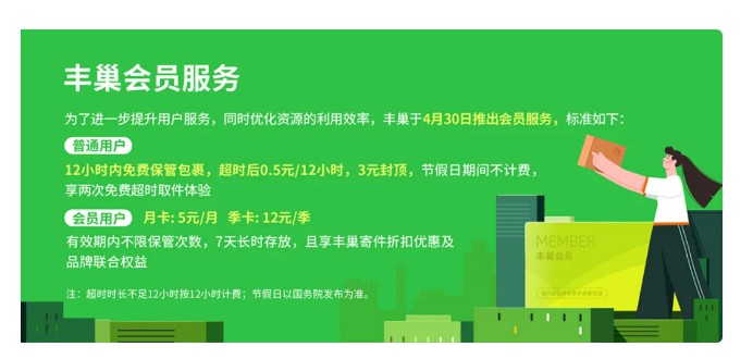 丰巢科技上线会员服务 非会员超12小时将收取费用_物流_电商之家