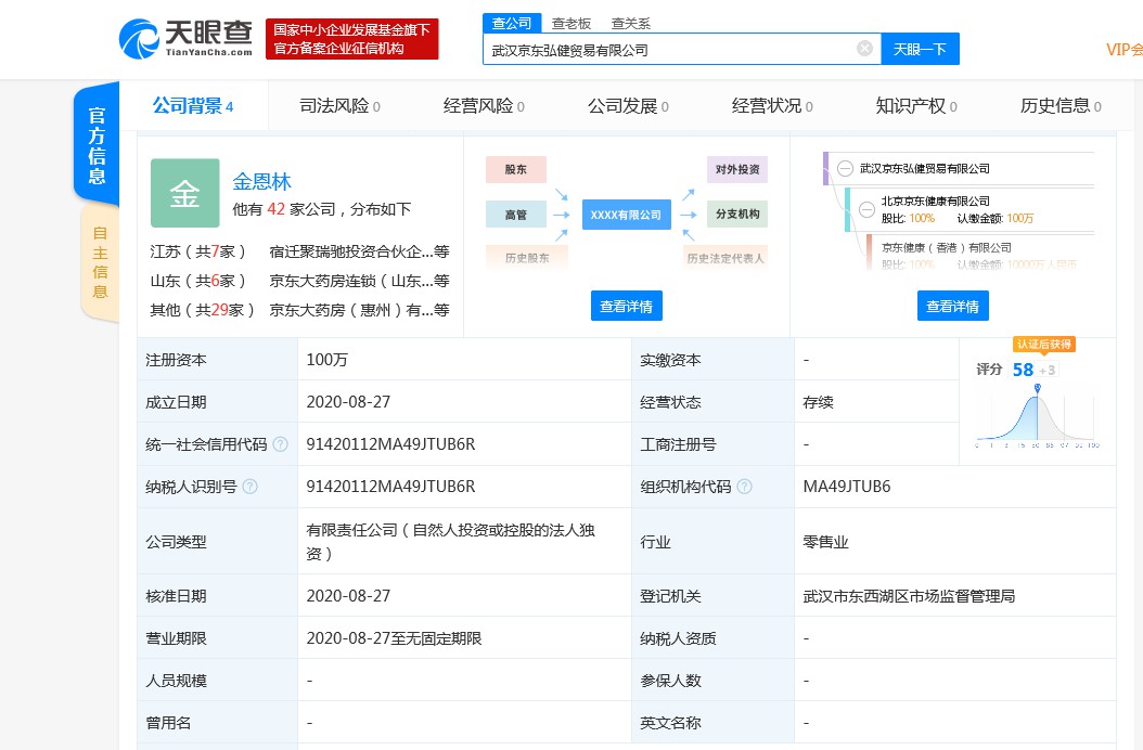 京东健康注资100万元在武汉成立贸易新公司_零售_电商之家