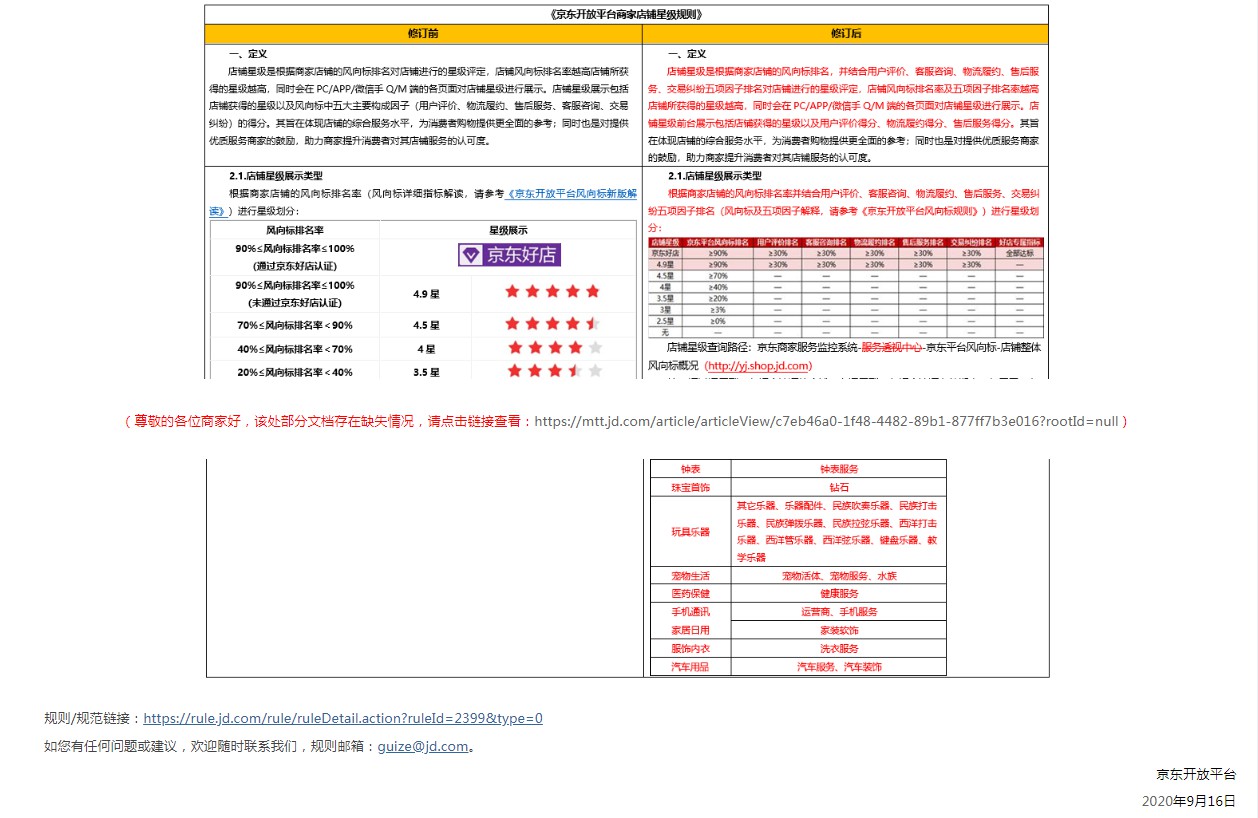 京东开放平台修订商家店铺星级规则 9月15日生效_零售_电商之家