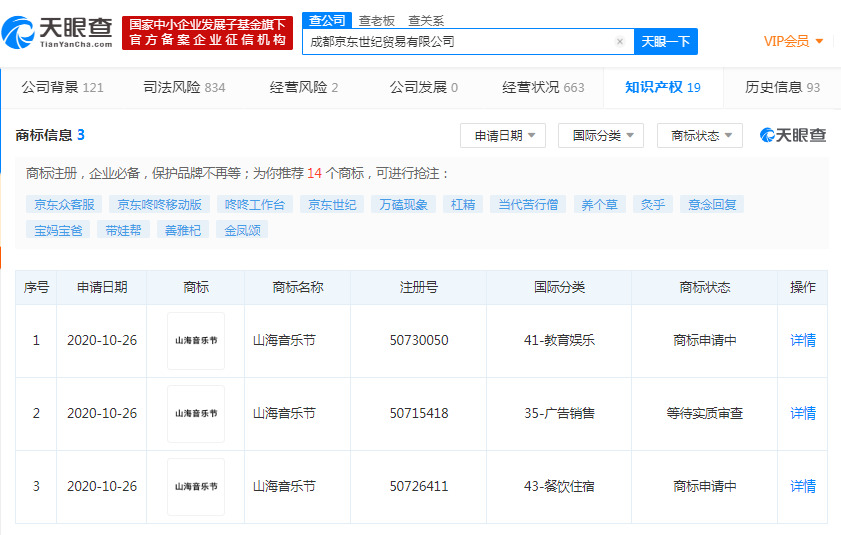 京东旗下公司新增“山海音乐节”商标_零售_电商之家