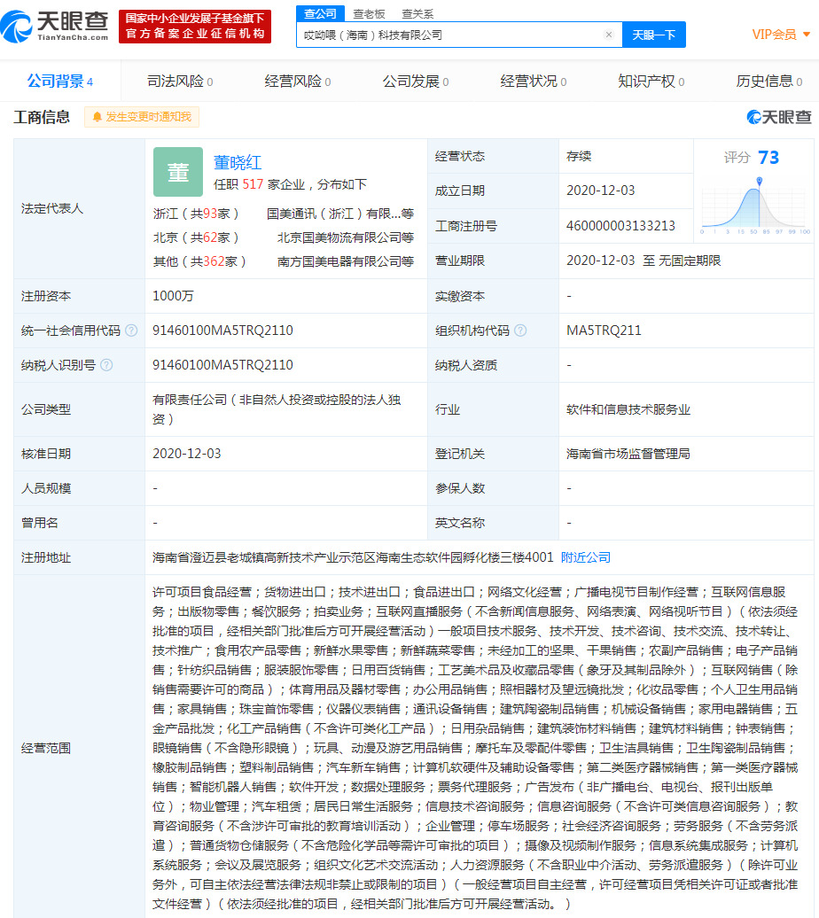 国美在海南成立哎呦喂科技公司 注册资本1000万_零售_电商之家