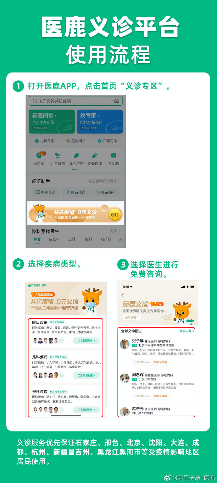 阿里健康旗下医鹿APP上线“在线义诊”服务_零售_电商之家